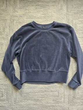 Prana Ribbed Velvet Crewneck Sweatshirt in Slate